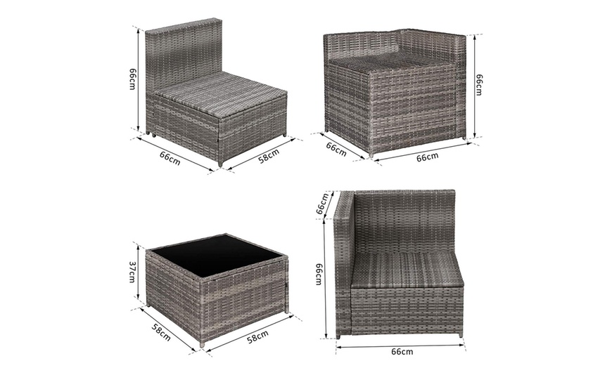 Image 17: Outsunny Eight-Piece Rattan-Effect Garden Furniture Set