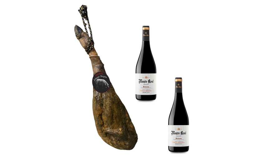 Image 5: Jambon Linaje Negro et bouteille de vin