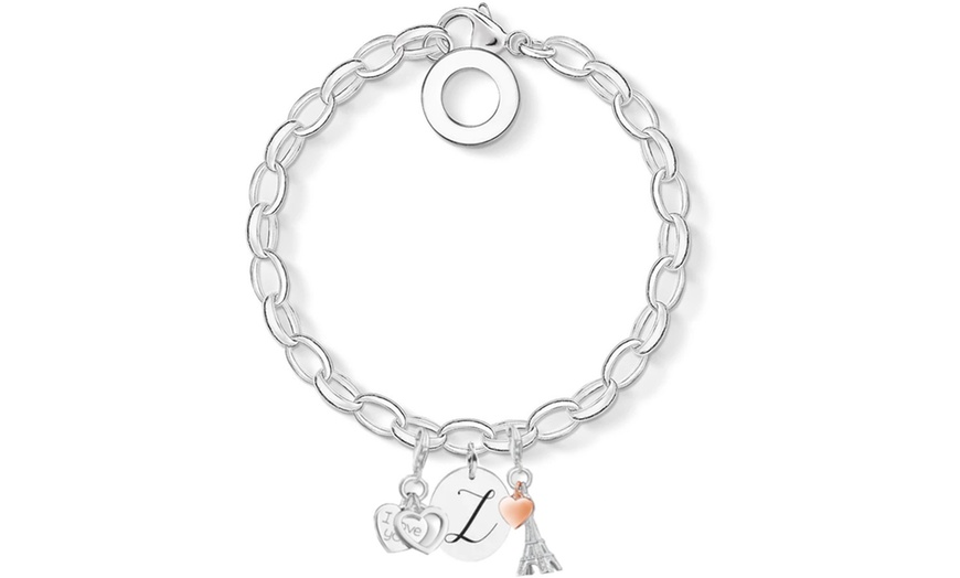 Image 27: Initial Charm Bracelet Made with Crystals from Swarovski®