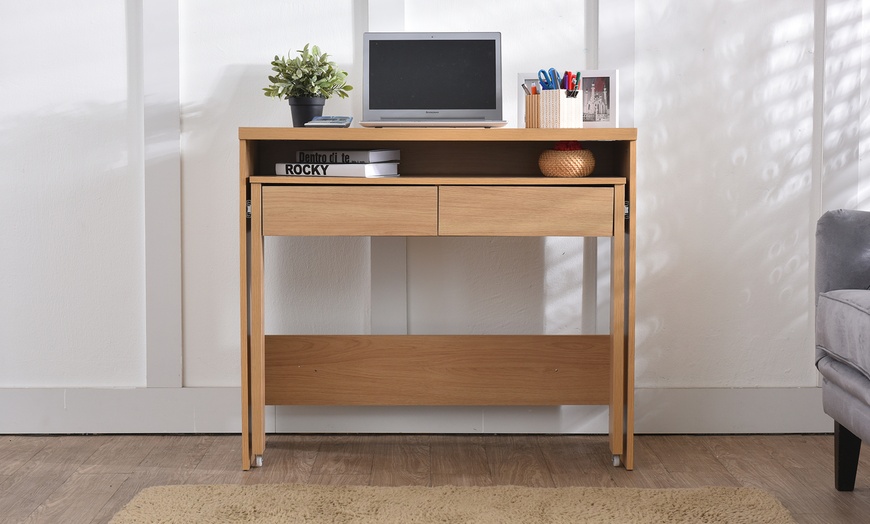 Image 3: 2-Drawer Extendable Console/Desk