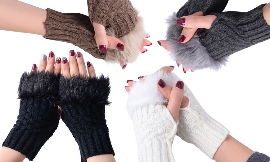 Image 16: Furry Fingerless Gloves