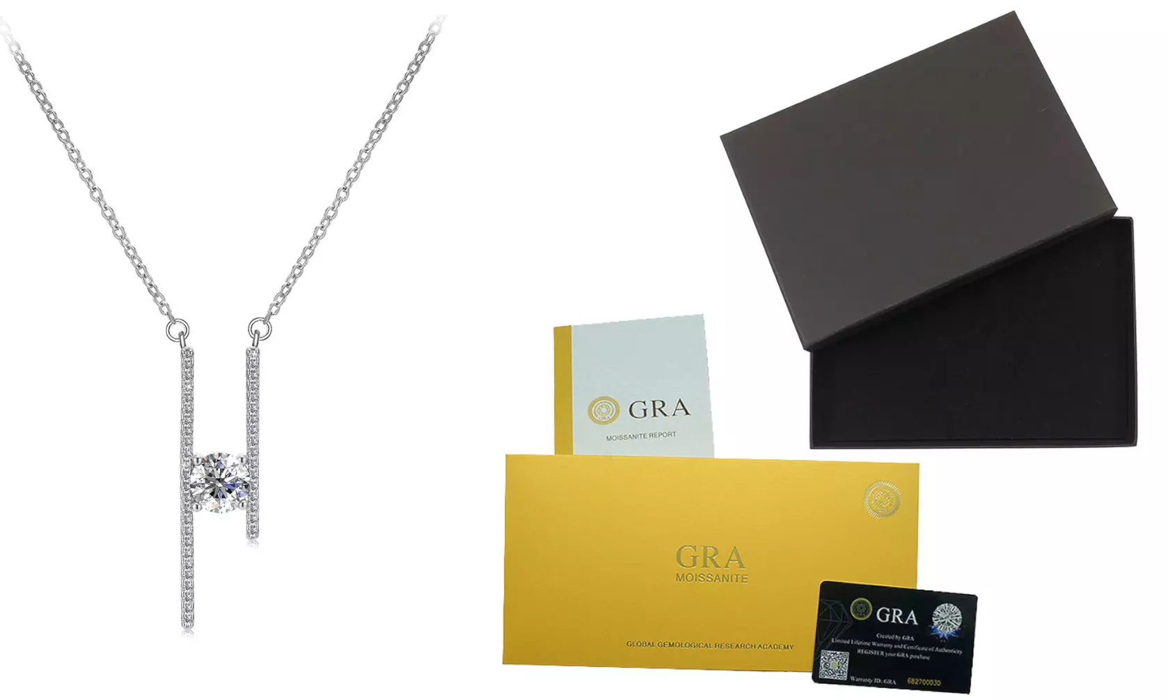 Moissanite halsketting gemaakt met 925 Sterling zilver en GRA-gecertificeerd, naar keuze met geschenkdoos - Primary Image