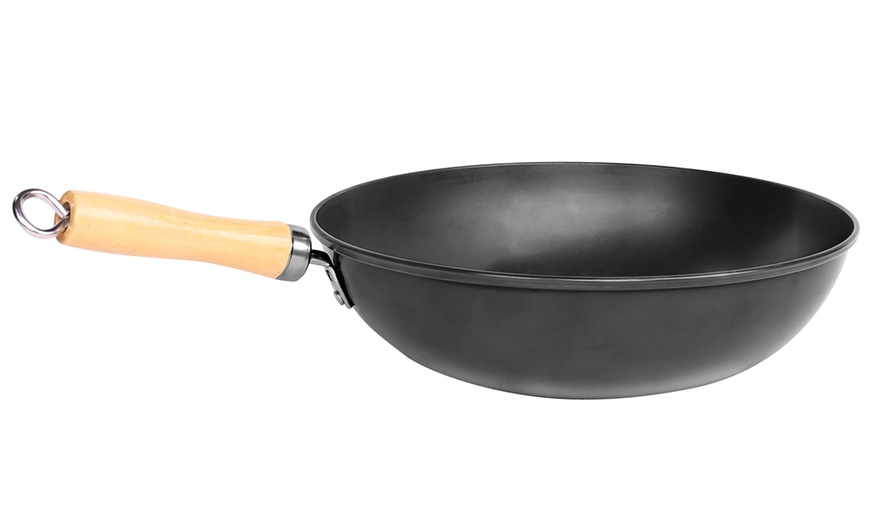 Image 3: Big Carbon Steel Wok 30cm