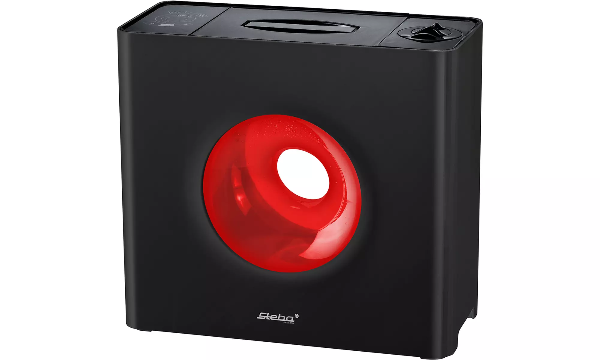 Steba Design-Luftbefeuchter LB 6 Cube mit 3 Geschwindigkeitsstufen und zusätzlichem Kalkfilter in Schwarz-Rot - Primary Image