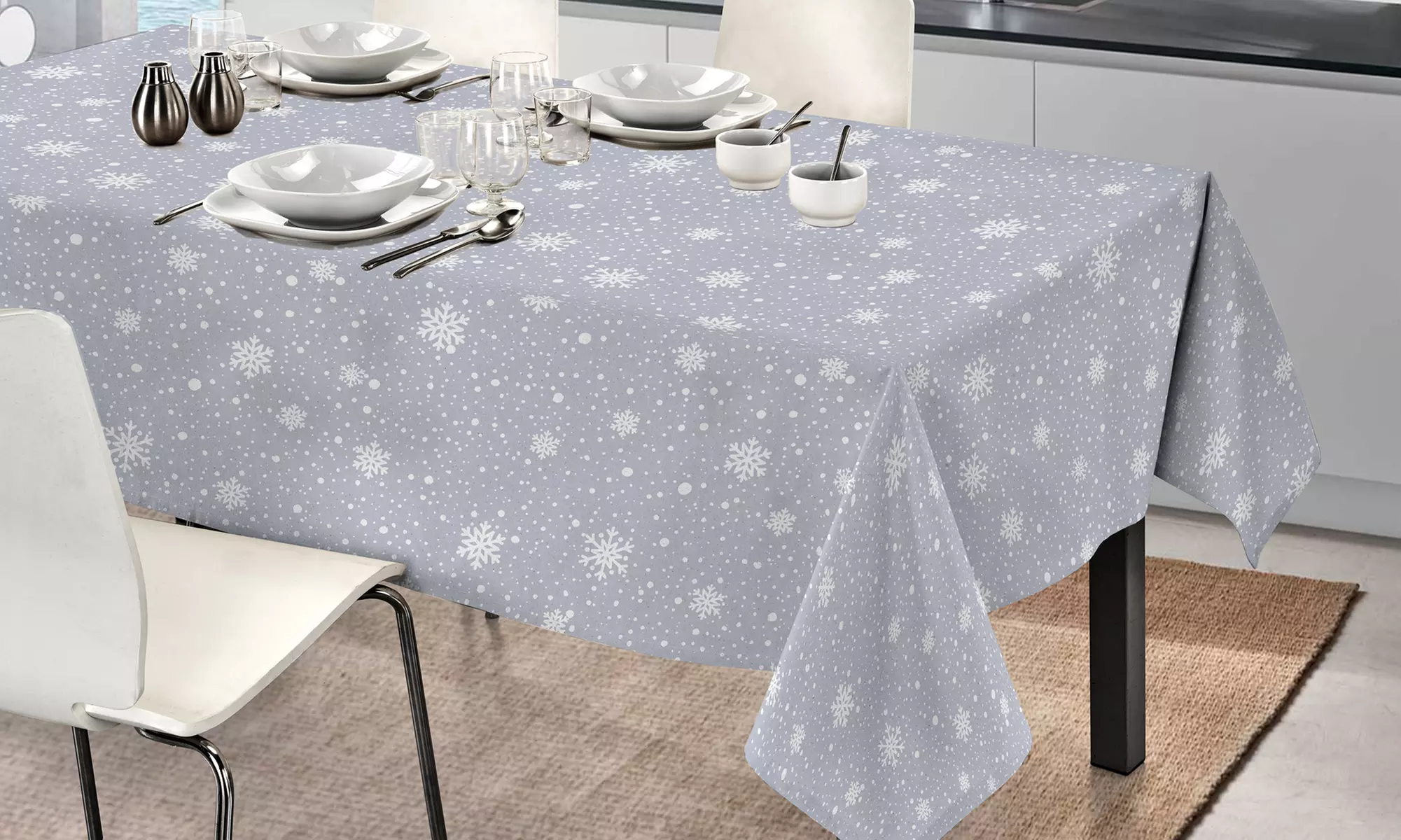 Baumwoll-Tischdecke mit weihnachtlichem Muster