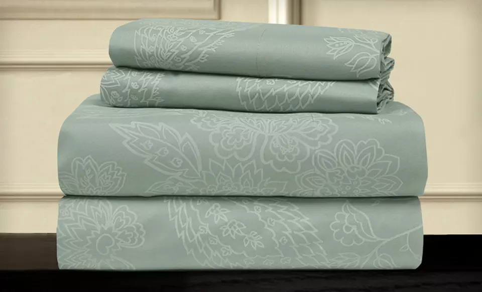 Luxury Touch Damask Printed Sheets (Up to 75% Off). Multiple Colors and Sizes Available. Free Shipping and Free Returns. - Second Medium
