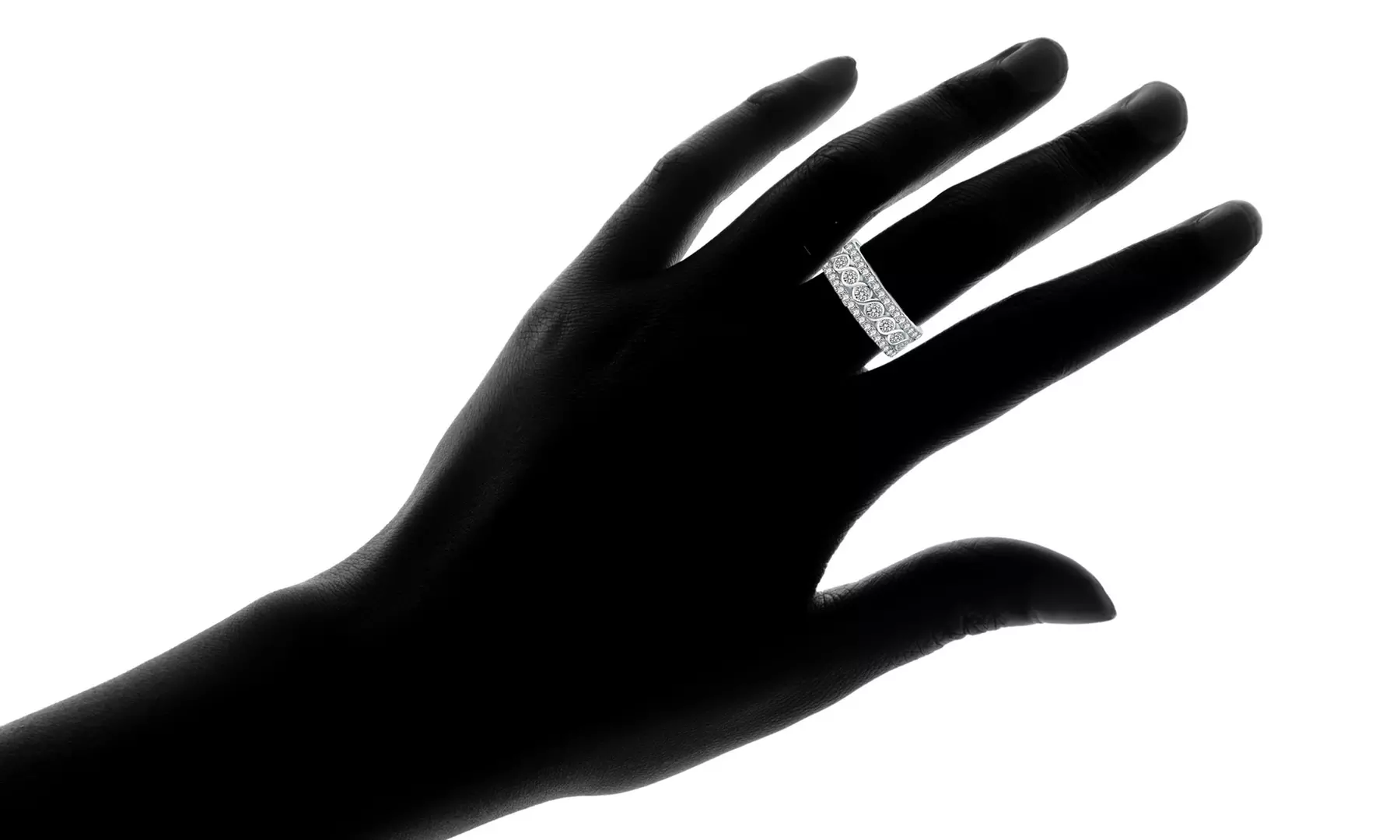 18K White Gold Plated Eternity Band Made With Swarovski Elements by Mina Bloom - Second Medium