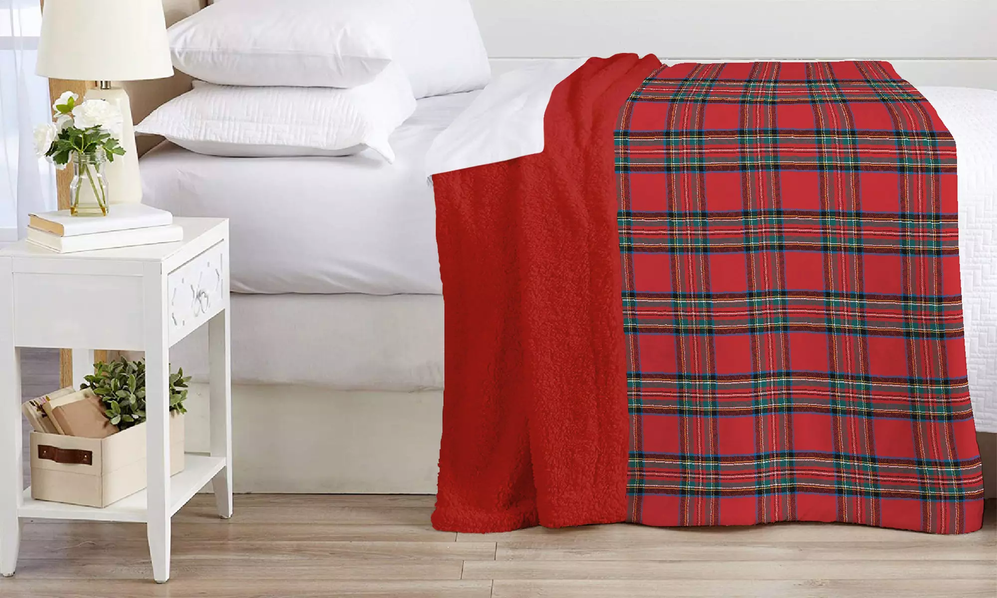 Couverture à motifs tartan avec polaire