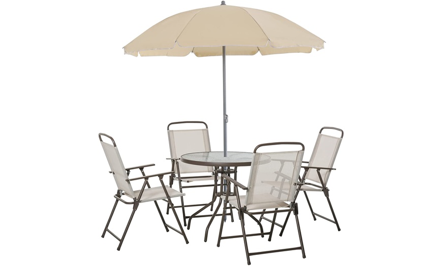 Image 2: Outsunny Six-Piece Garden Bistro Set