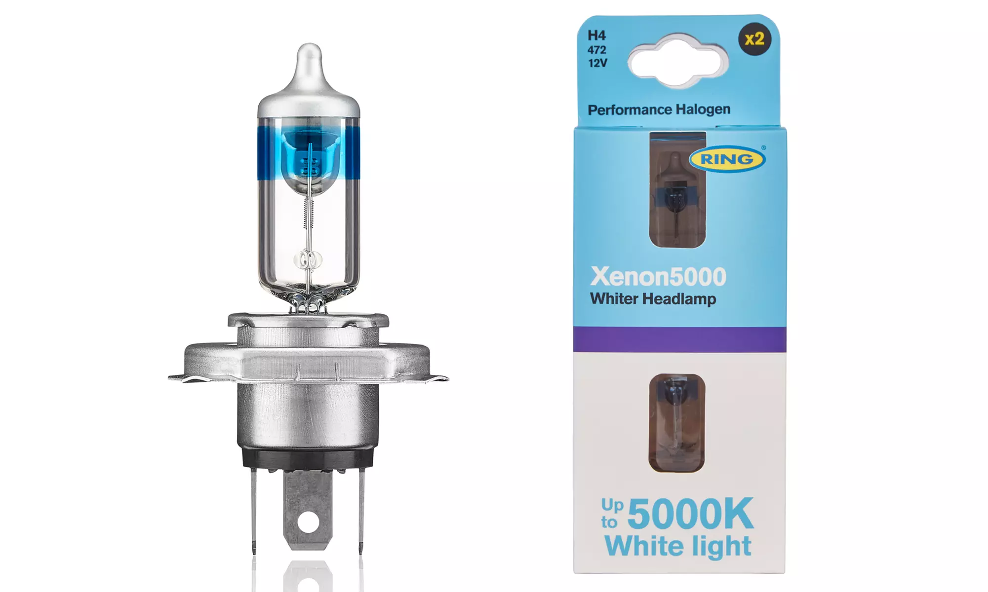 2 Ampoules Ring Xenon Blanches, les plus blanches des homologuées, Type H4 et H7 - Primary Image