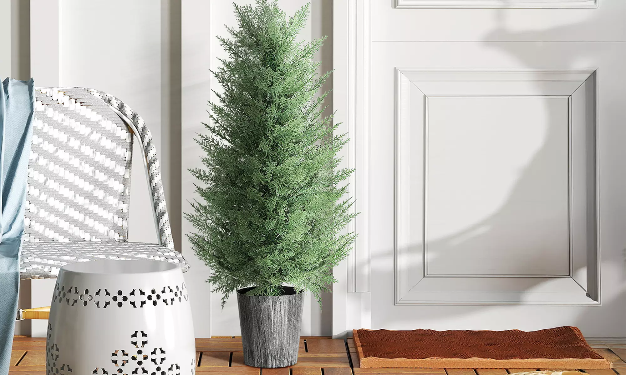 Set of Two HomCom Artificial Cypress Trees