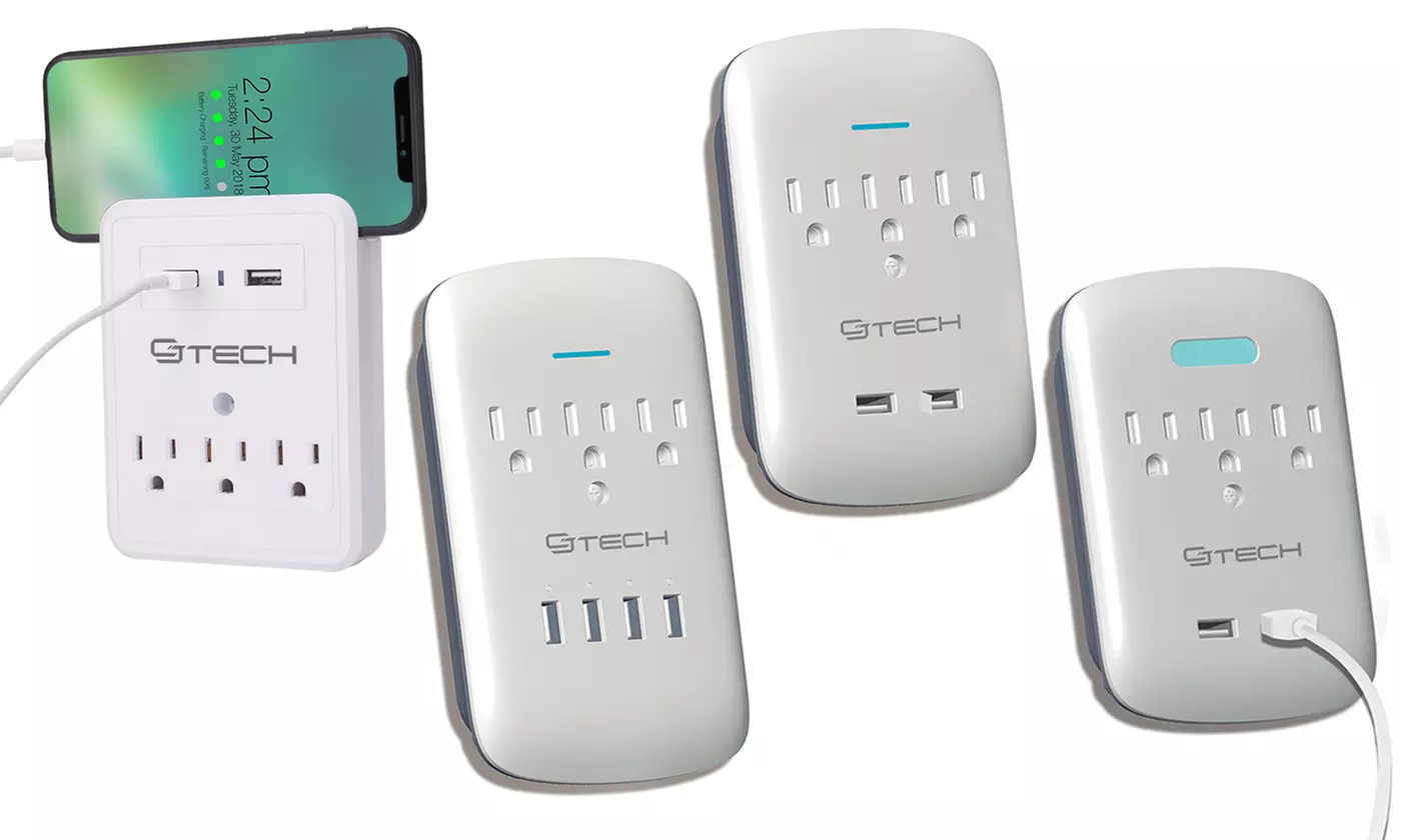 CJ Tech 3-Outlet Wall Tap with 2 or 4 USB Outlets - Primary Image