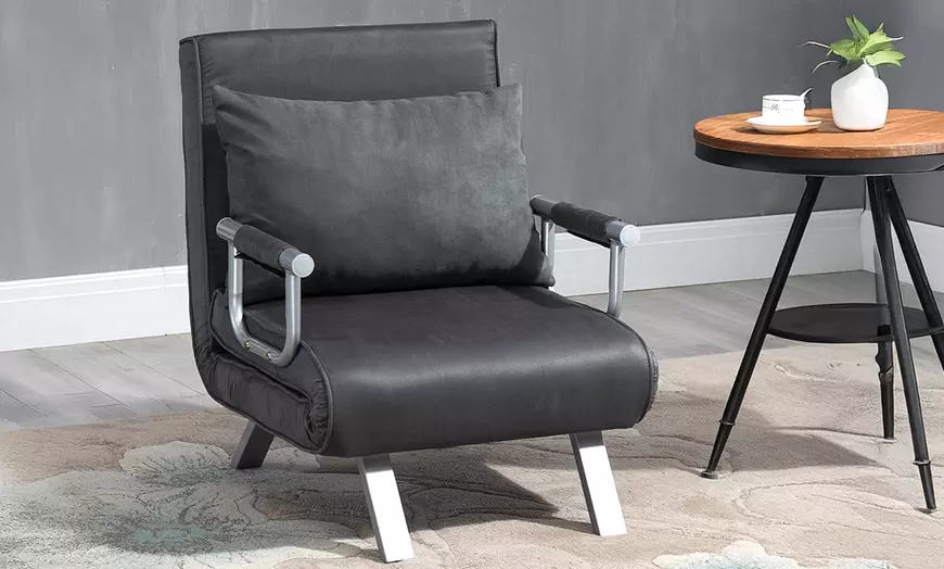 Image 5: HomCom Single Sofa Bed Chair/ Convertible Sleeper Chair