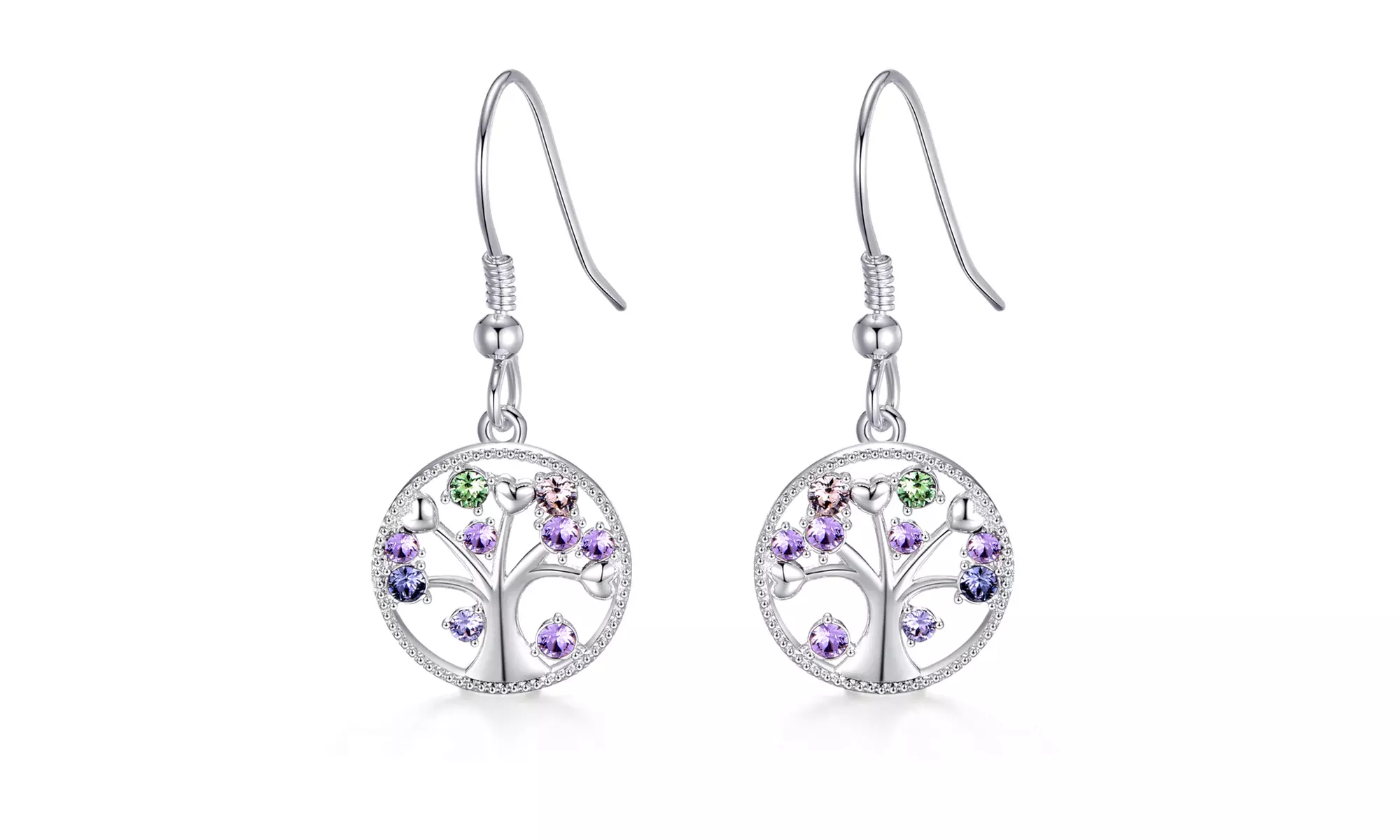 1 ou 2 boucles d'oreilles arbre de vie Chakra en cristal Zircondia de la marque Philip Jones - Primary Image