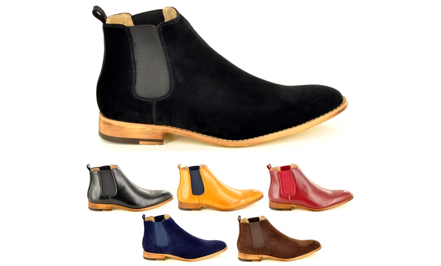 Image 1: Men's Pointed Toe Chelsea Boots