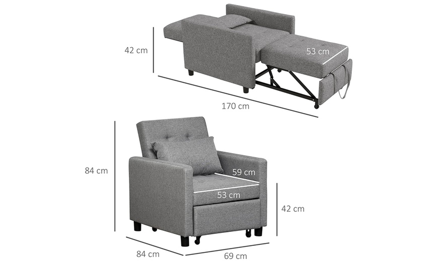 Image 8: HomCom Single-Seater Recliner and Sofa Bed