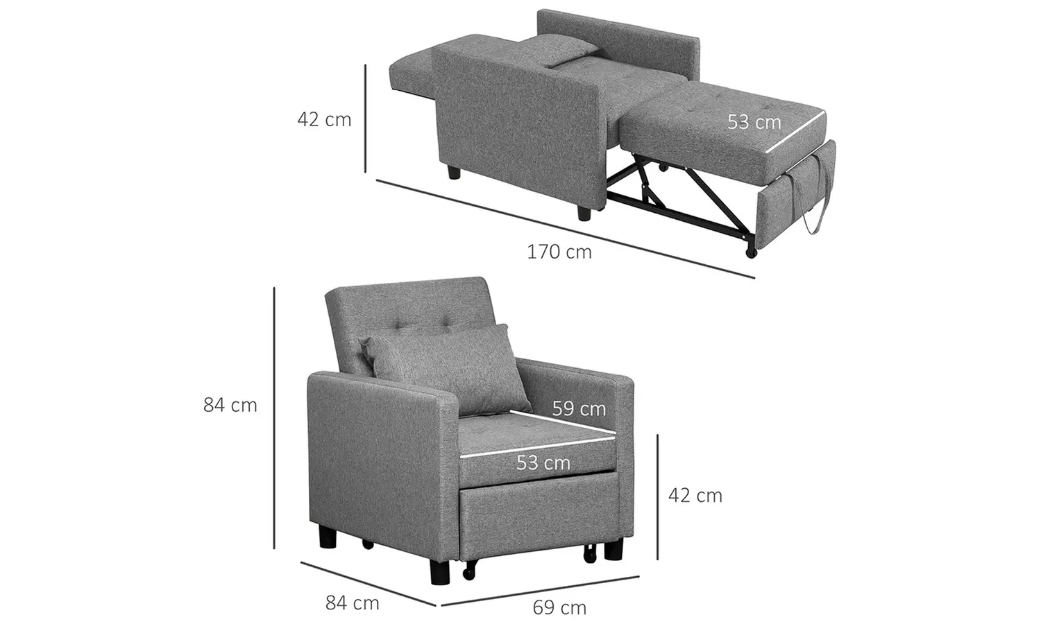 HomCom Single-Seater Recliner and Sofa Bed