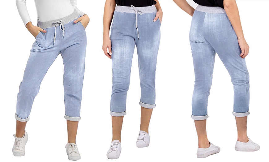 Image 4: Denim Look Turn-Up Sweatpants