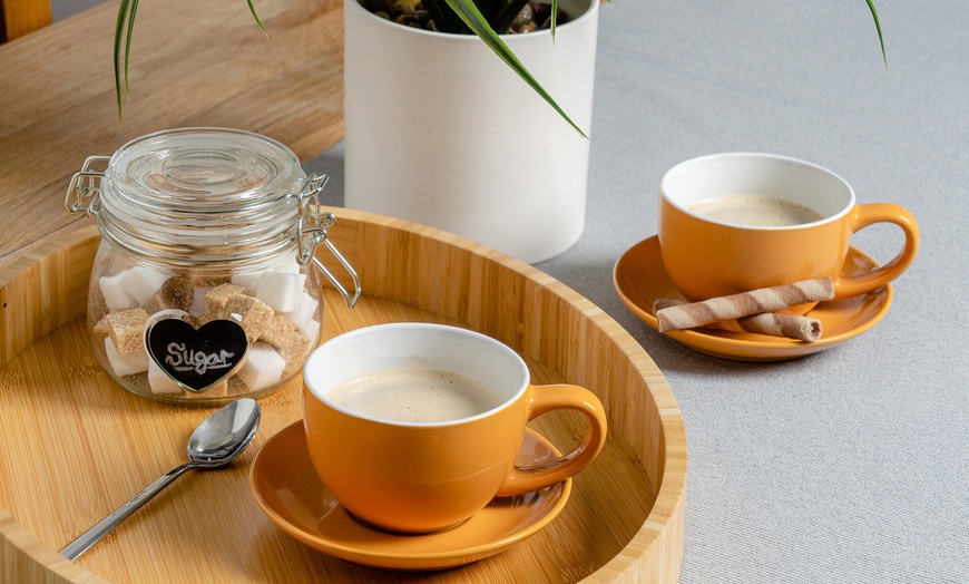 Up To 55 Off Argon Tableware 2 Or 12 Piece Coloured Cappuccino Cup And Saucer Set Groupon 4562