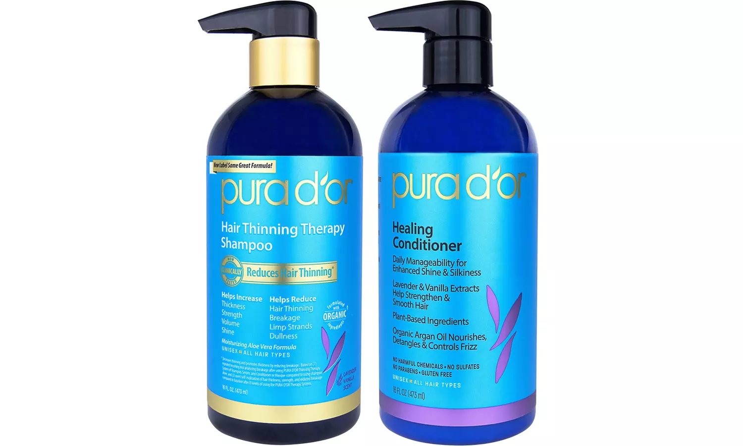 Pura D'or Hair Thinning Therapy Shampoo or Conditioner Lavender Vanilla Set - Primary Image