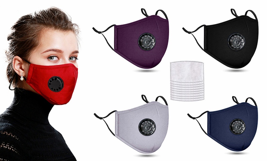 Image 1: Reusable Face Mask with 10 Filters