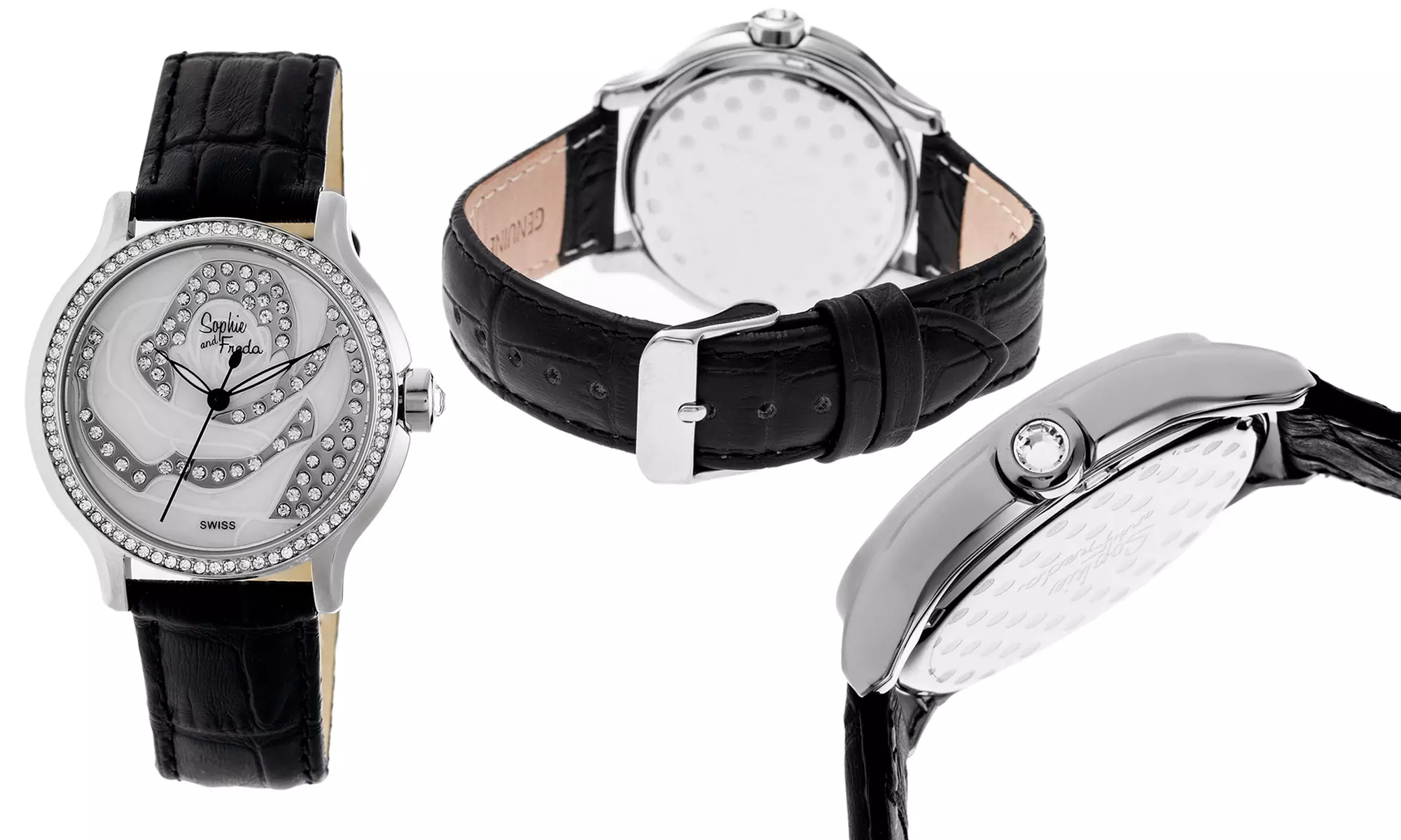 Orologio Sophie & Freda Monaco con quadrante in madreperla, cristalli e cinturino in pelle, disponibile in 5 colori - Image 6