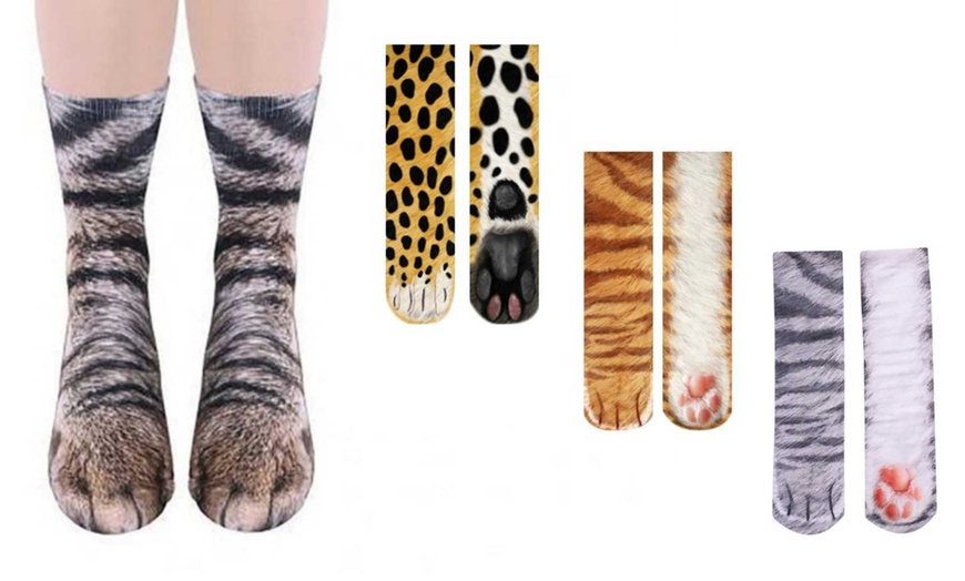 Image 1: Animal Paw Printed Socks