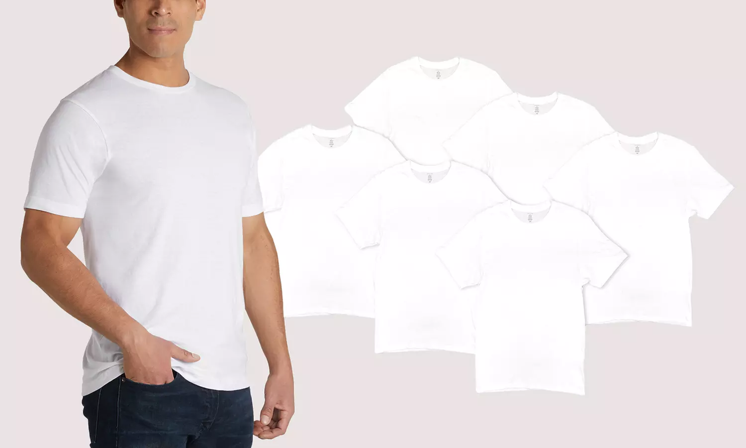 Van Heusen Men's Tagless V-Neck or Crew Undershirts (6-Pack) (Size S) - Primary Image