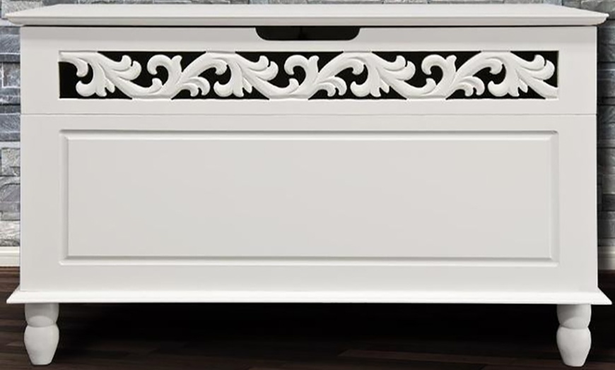 Image 1: White Wooden Storage Chest