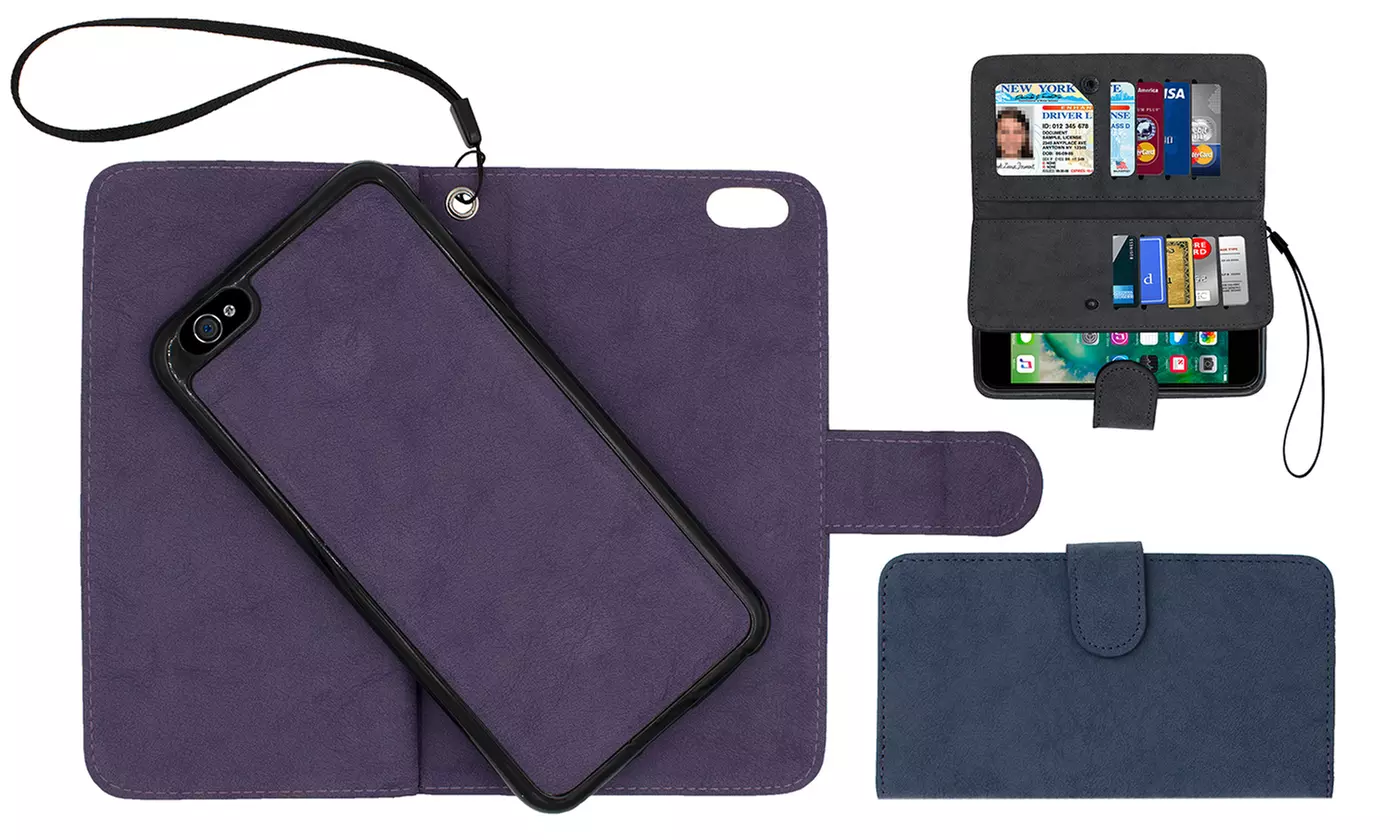 Smartphone Wallet with Removable Case for iPhone 5/5s, 6/6s or 6 Plus/6s Plus - Primary Image