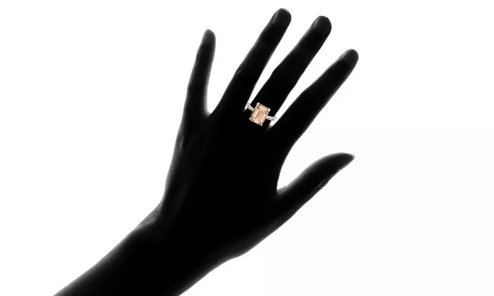 4.00 CTTW Morganite Emerald Cut Ring in Sterling Silver by Valencia Gems - Second Medium
