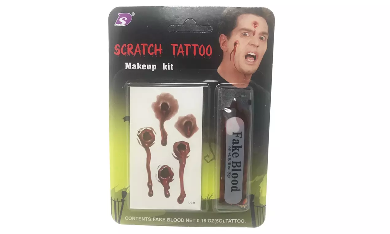 Kit de maquillage Halloween pour le visage avec tatouages effet impact de balle - Second Medium