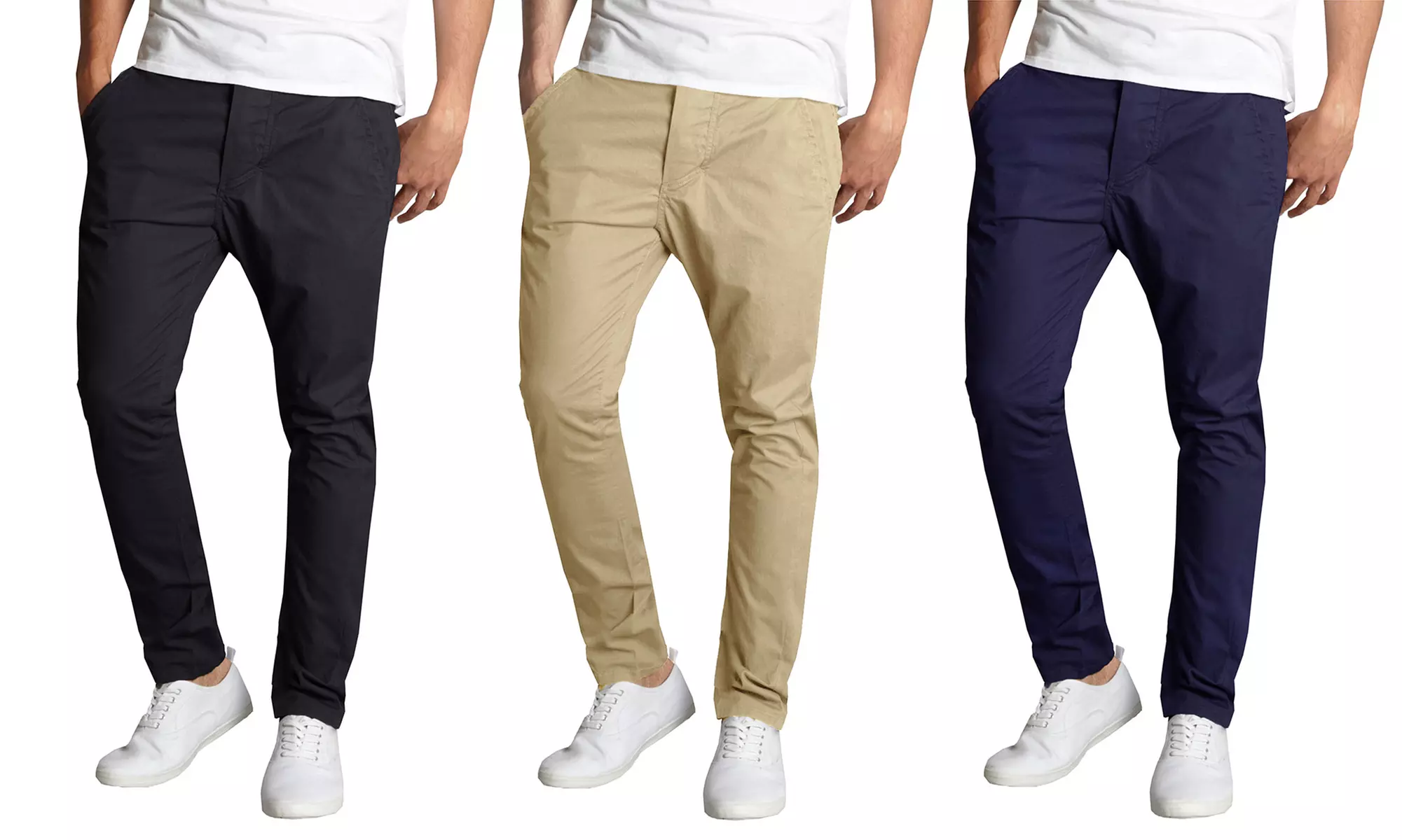 3-Pack Galaxy By Harvic Men's Slim-Fit Stretch Chino Pants - Primary Image