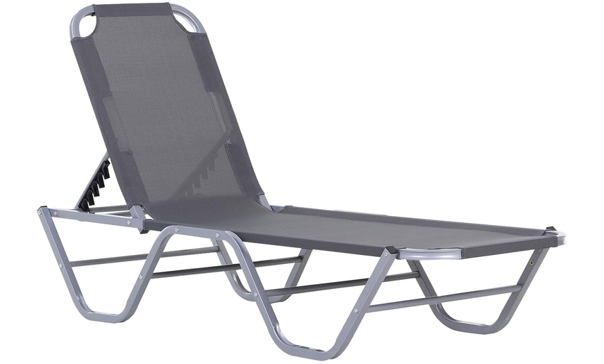 Image 2: Outsunny Sun Lounger Recliner with Five Position Adjustable Backrest
