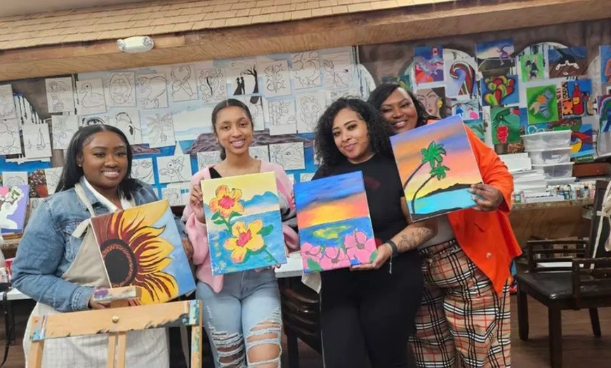 Image 2: Paint & Sip Class for One, Two, Three or Four Guests Including Canvas
