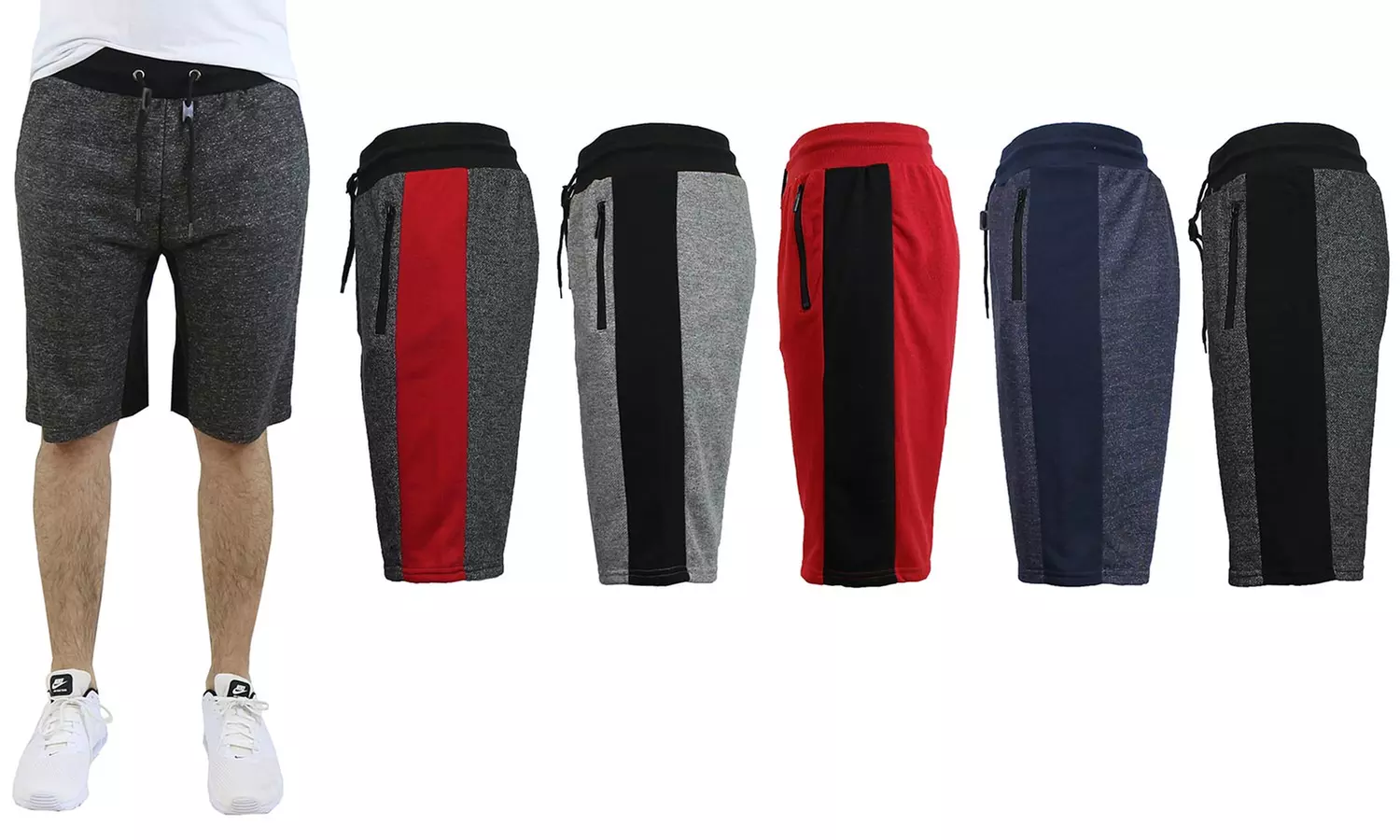 Men's French-Terry Slim-Fit Zipper Pockets Shorts (4-Pack) (S-3XL) - Primary Image