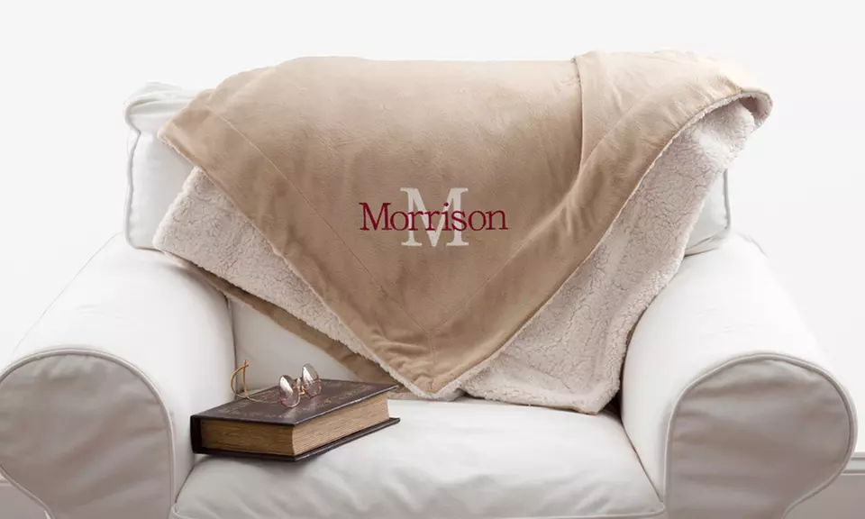 One Personalized Embroidered 50"x60" Sherpa Blanket from Personalization Mall (50% Off) - Primary Image