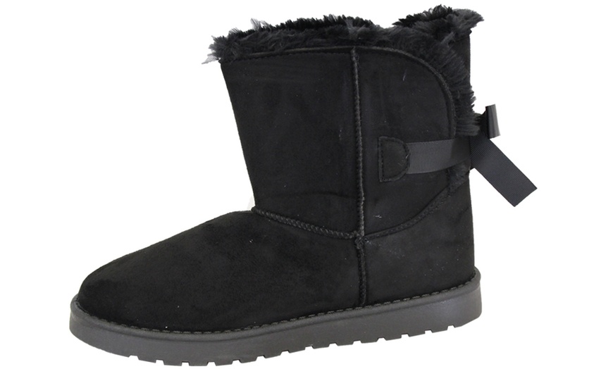 Image 3: Bow Back Faux Fur Snow Boots