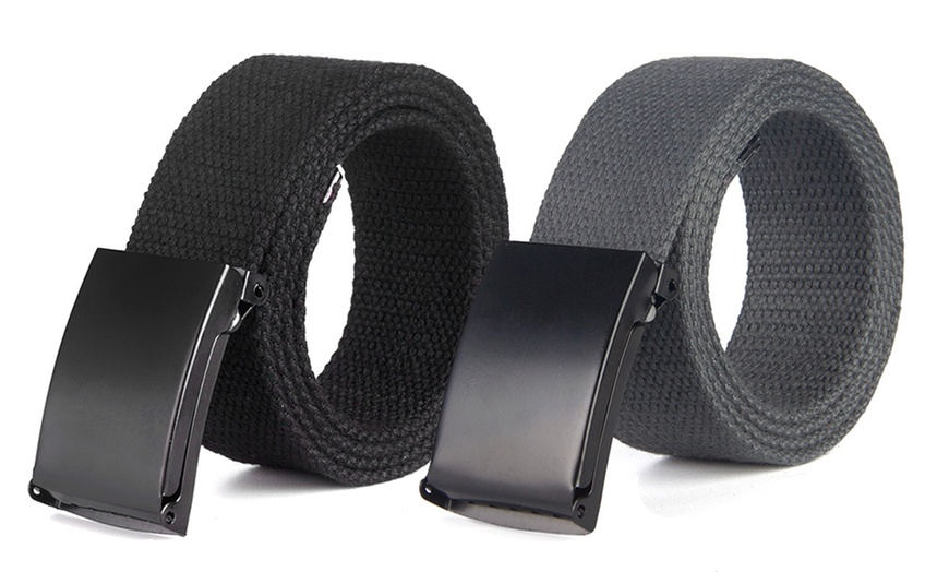 Image 2: Unisex Canvas Belt Two-Pack