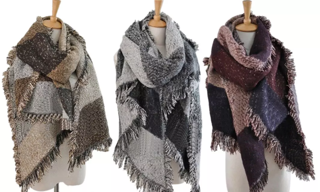 1 ou 2 écharpes oversize femme laine mélangée, modèle Amber - Primary Image