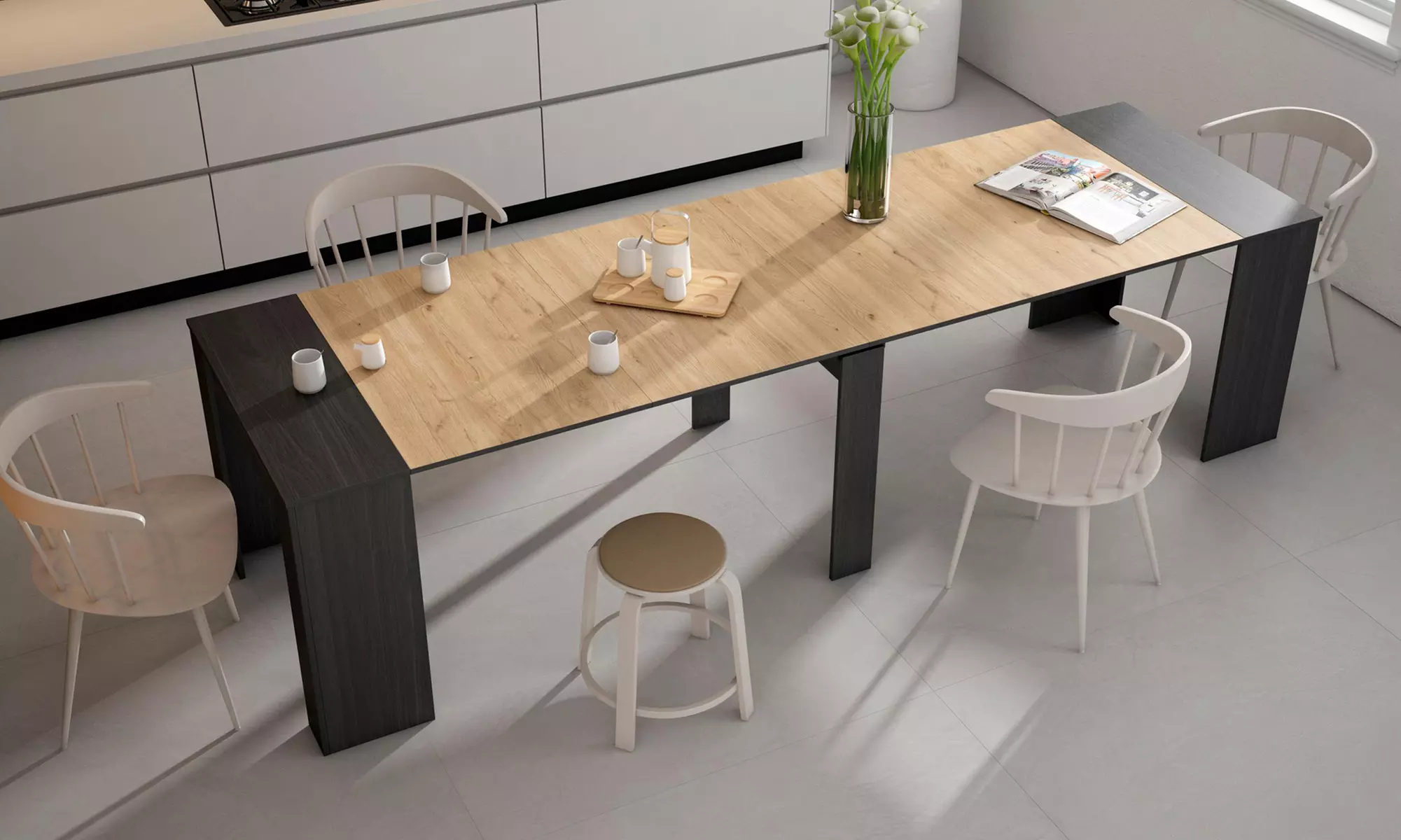 Ausziehbarer Konsolentisch