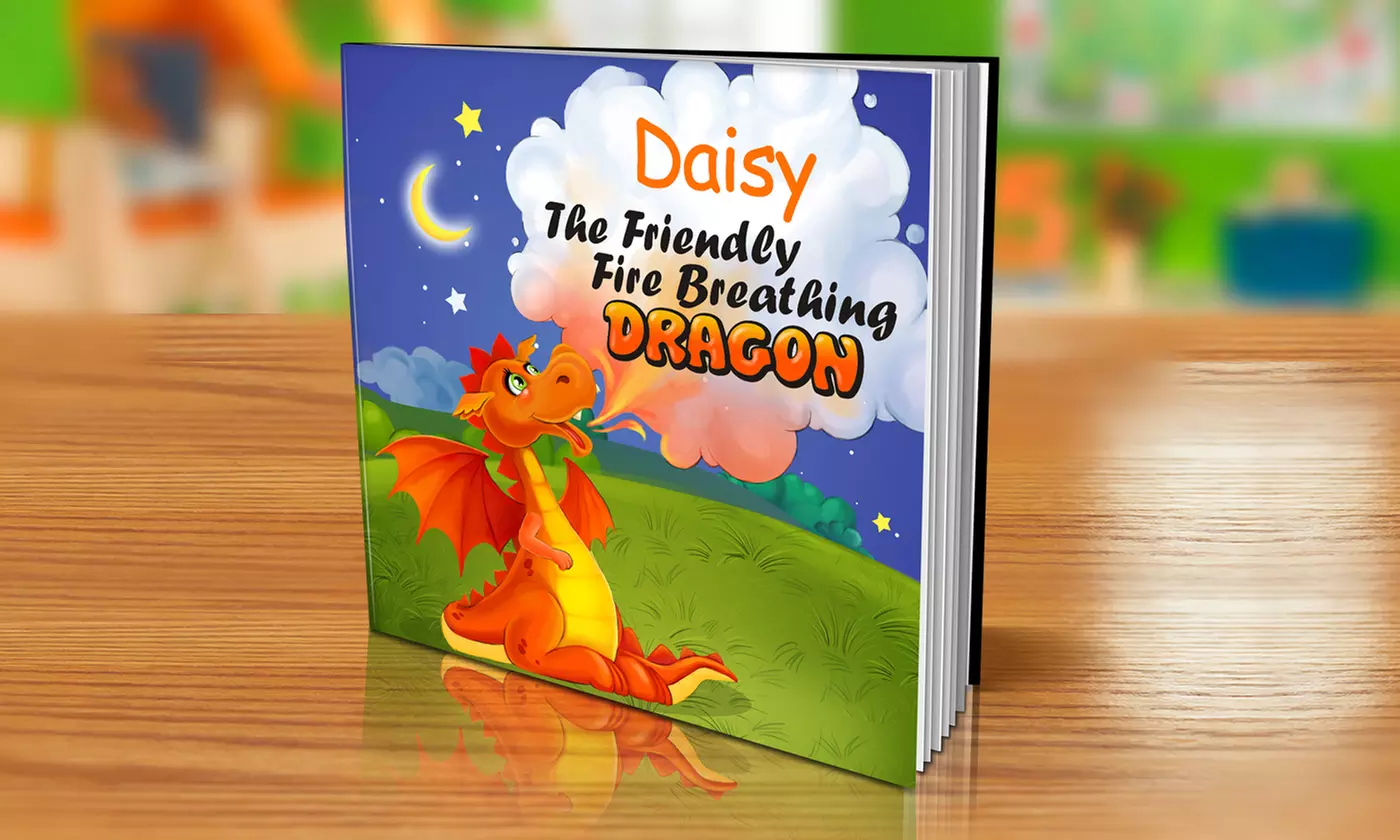 $9 or $14 for "The Friendly Fire Breathing Dragon" Personalized Softcover or Hardcover Children's Book from Dinkleboo (Up to 65% Off)  - Second Medium