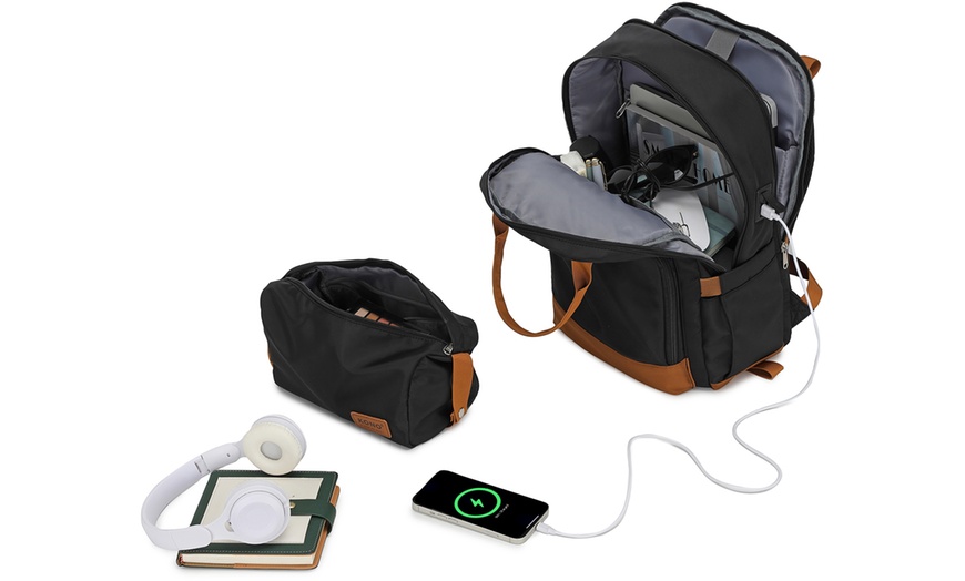 Image 14: Mochila para portátil con múltiples compartimentos y cargador USB