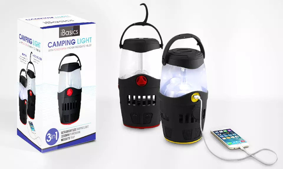 iBasics 3-in-1 Camping Light with UV Light Mosquito Killer and Built-In Power Bank - Primary Image
