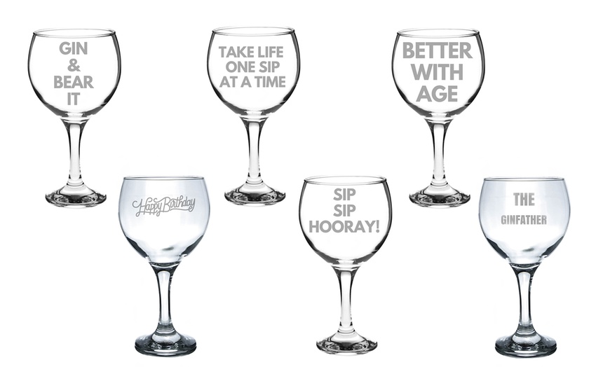 Image 1: Gin Glasses with Quotes
