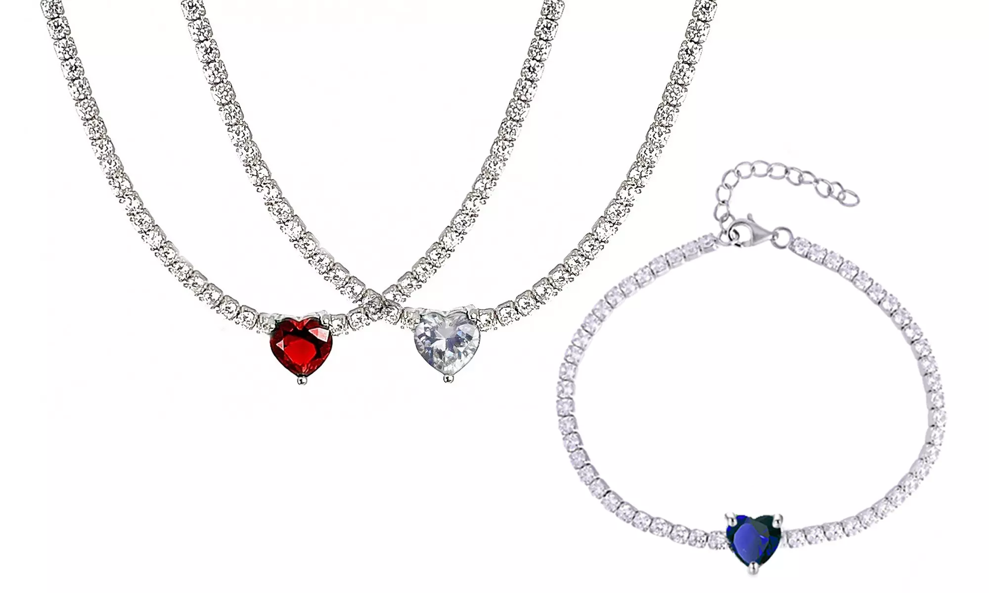 Bracciale e collana girocollo Tennis