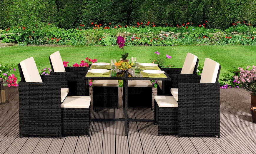 Image 5: 9, 11 or 13 Piece High Back Rattan Effect Cube Dining Set

