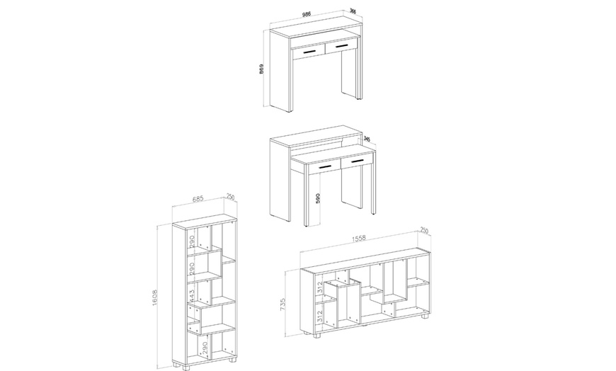 Image 6: Table console extensible et bibliothèque en option