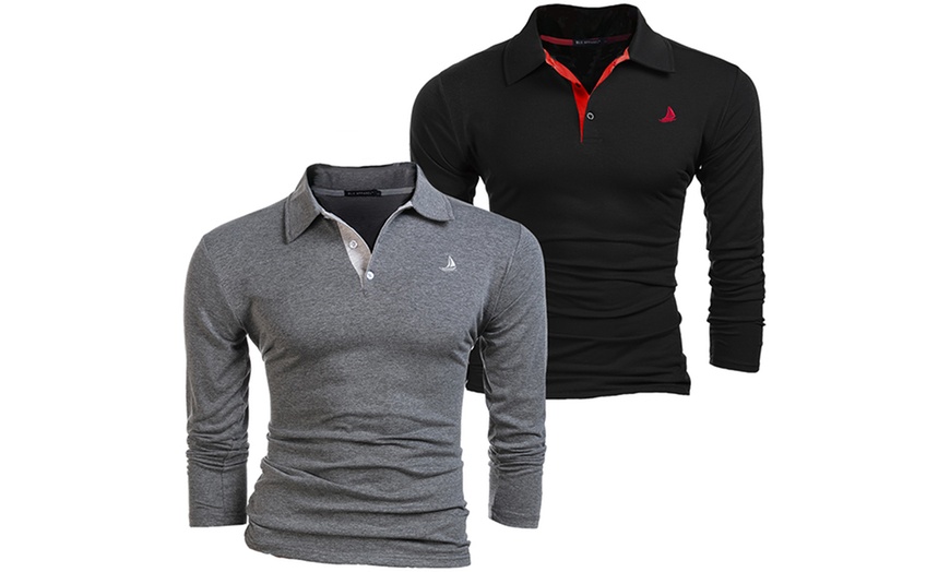 Image 4: Two-Pack of Men's Long Sleeve Polo Shirts