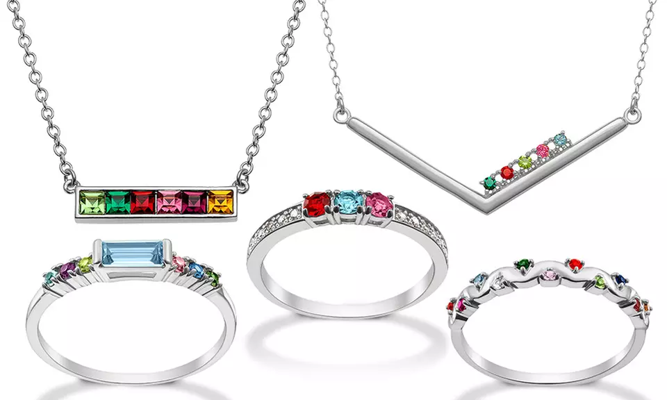 One or Two Pieces of Custom Sterling Silver Simulated Birthstone Jewelry from Limogés Jewelry (Up to 76% Off) - Primary Image